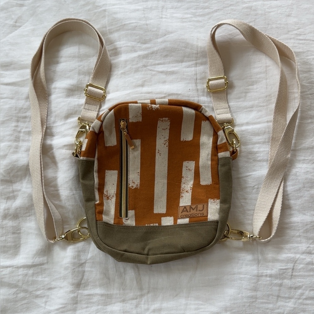 Orange and Tan Custom Backpack or Purse